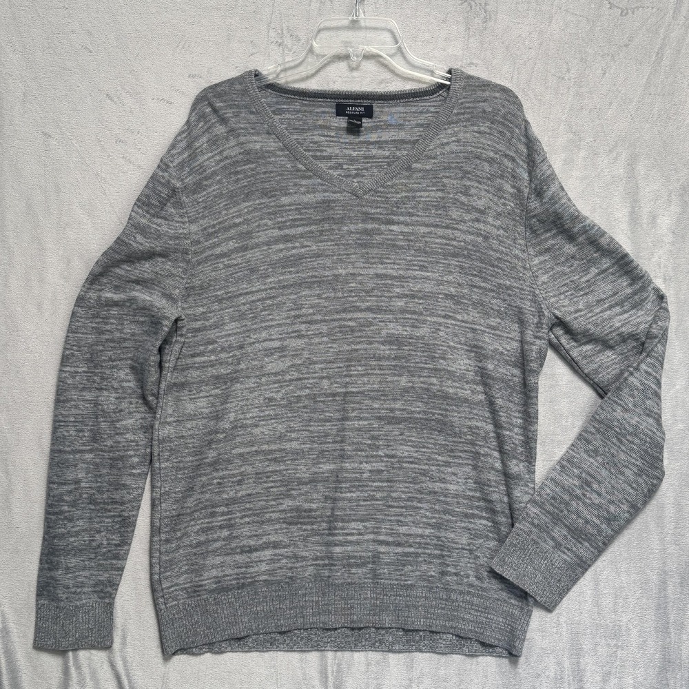 Alfani Sweater Mens Large V Neck Regular Fit Pullover Lightweight Casual